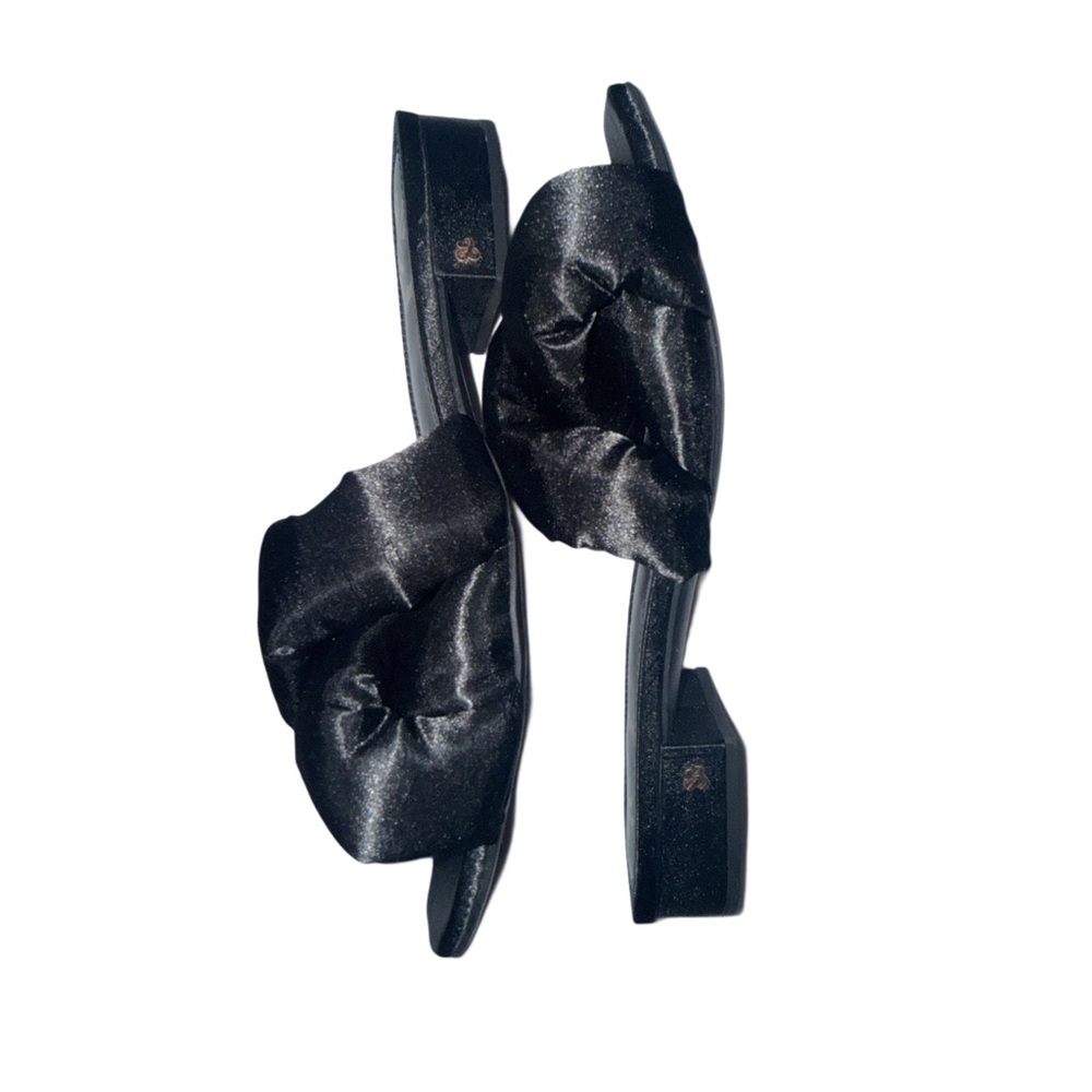 Sam & Libby Black Satin Ruffled Slide Mules Women's Size 10 - New - Picture 3 of 8